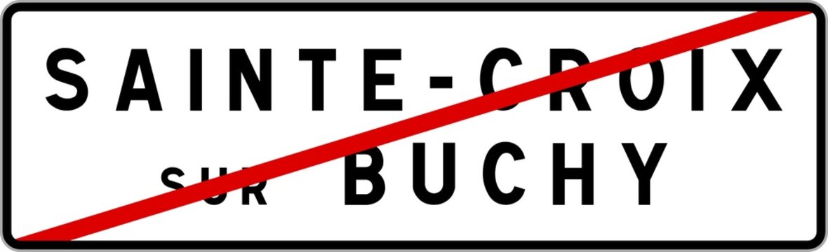 Panneau sortie ville agglom&eacute;ration Sainte-Croix-sur-Buchy / Town exit sign Sainte-Croix-sur-Buchy