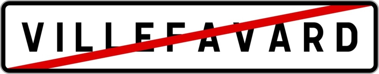 Panneau sortie ville agglomération Villefavard / Town exit sign Villefavard