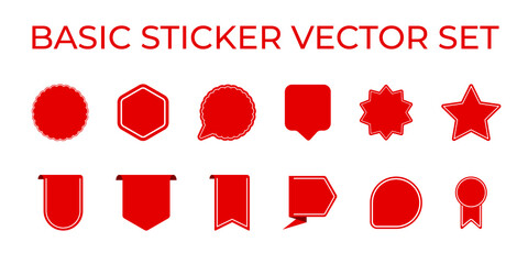 Basic Sticker Vector Get. Tag Collection. Circle, rectangle, hexagon, star on white background