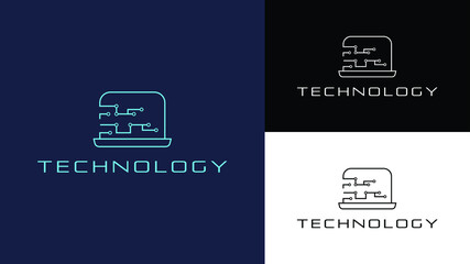 Obraz premium Technology digital Circuit vector design illustration. Computing Tech logo icon template