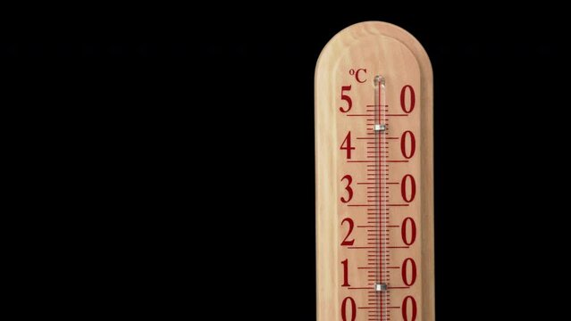 Scale of the thermometer for air rises up on a transparent background. The pyrometer shows an increase in air temperature up to 50 degrees. It's getting very hot.