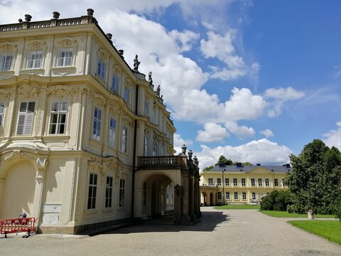Ploskovice,Czech Republic-April 2 2026: State Castle Ploskovice historic baroque residence surrounded by landscaped gardens in Northern Bohemia