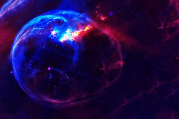 Obraz na płótnie Canvas Blue, bright space nebula. Elements of this image furnished by NASA
