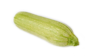 Green fresh zucchini on a white background