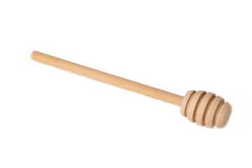 Clean simple wooden honey spoon isolated on white background