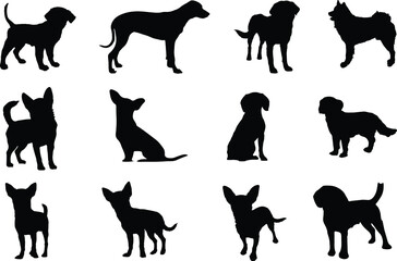 The set of Dog silhouettes - animals silhouette