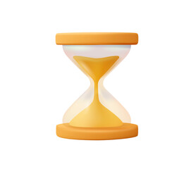 3D Clock icons, Time icon symbol vector. Golden hourglass isolated on white background. Vintage sandglass, sand inside