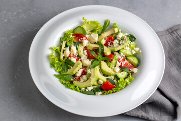 Avocado salad with lettuce and cheese