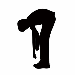 a boy leaning body silhouette vector