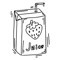 Doodle pack of juice. Vector illustration