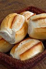 French bread basket over brown natural fiber