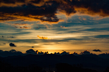 cloudy sunrise in the mountains