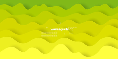 Abstract Modern Background Landing Page with Motion 3D Fluid Liquid Waves Element and Yellow Green Gradient Color