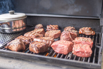 Organic Beef Stakes grilled for a party