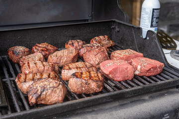 Organic Beef Stakes grilled for a party