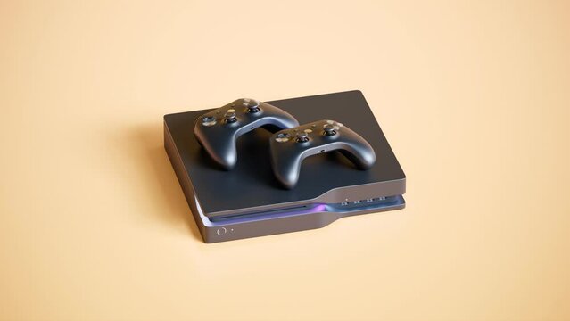 Video games concept. Realistic wireless gamepads with the game console. XBOX.