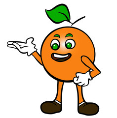 Orange mascot making presentations. Fruit character vector illustration. isolated on white background.