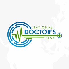 Fototapeta premium Typography letter National Doctors Day with Pulse