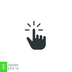 Fototapeta na wymiar Clicking finger icon. Hand click, pointer symbol. Vector illustration isolated. Simple solid style. EPS 10. 