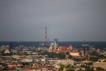 Panorama Krakowa z kopca kościuszki, w tle wawel - obrazy, fototapety, plakaty