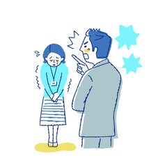 上司に激しく怒られて怯えるビジネスウーマン