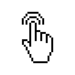 Fototapeta premium Pixel hand pointer icon gray. Vector illustration