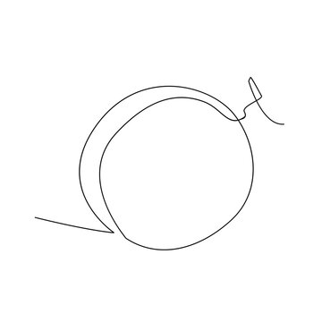 recommend clip art: One single line drawing sliced healthy organic fresh melon logo Modern continuous line draw design vector graphic illustration