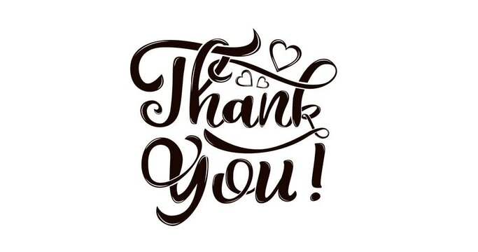 Animated text thank you on the white and black background alpha channel. This animation is suitable for celebrations, wishes, events, messages, holidays, and festivals