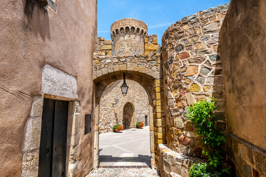 Inside the 12th century citadel at the Costa Brava Spanish town of Tossa de Mar, Spain.