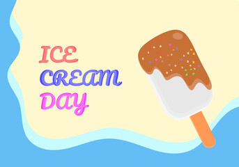 ice cream day vector illustration in soft color and flat design style