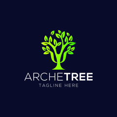 Psychology and tree logo design template with elegant style