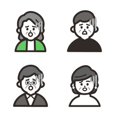 ショックな顔の高齢者アイコンセット green