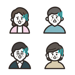 笑顔の高齢者アイコンセット