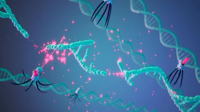 Futuristic concept of the militarized version of nanobots used against human DNA