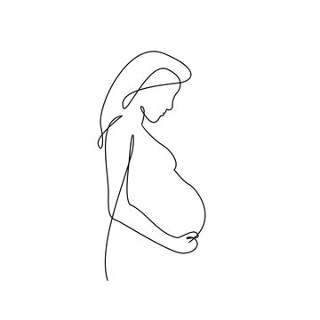 recommend clip art: continuous one line drawing of happy pregnant woman editable hand drawn line art vector design