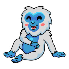 Cute little yeti cartoon sitting