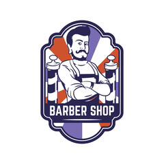 Retro vintage barber shop logo badge
