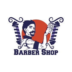 Retro vintage barber shop logo badge