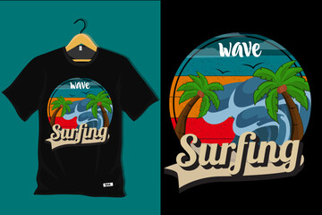 Surfing Retro Vintage T Shirt Design