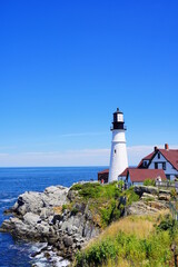 Fototapeta na wymiar The Portland Head Lighthouse in Cape Elizabeth, Maine, USA