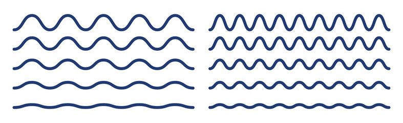 Wiggly squiggle lines vector. Wiggle waves icon set. - obrazy, fototapety, plakaty