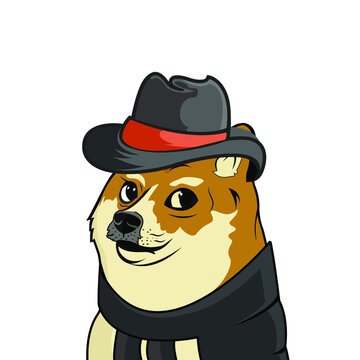 Shiba meme dog with beautiful hat vector illustrator