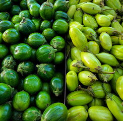 fresh carlet eggplant (jilo) sold at street fair