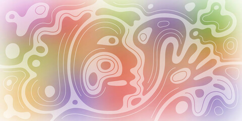 Fototapeta na wymiar Abstract creature, stylized face, vector design, multicolor drawing