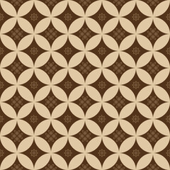 Javanese Batik Pattern. Batik Kawung. Simple editable seamless pattern.