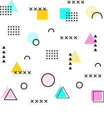 Memphis style set. Shapes collection for banner, poster, notebook, paper, web, etc.