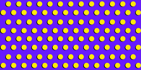 Yellow dot seamless. Purple vector background. Simple pattern.