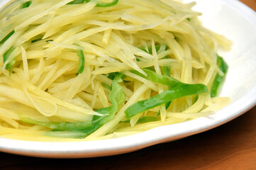 Stir fried shredded potatoes, chinese cuisine 