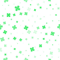 Simple four-leaf clover background. Editable seamless pattern. Design for banner, poster, card, textile, fabric, wrapping paper. Transparent background. Vector EPS 8.