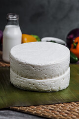 Mexican white panela cheese with fresh ingredients in Mexico Latin America	